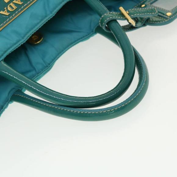 PRADA Quilted Hand Bag Nylon 2way Turquoise Blue Auth 40351 - Picture 7 of 16